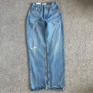 AGOLDE 90s Pinch Waist High Rise Straight Distress Denim Jeans